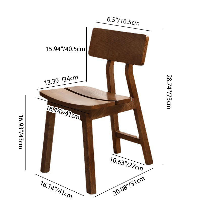 Chaise de salle à manger contemporaine en bois de frêne nordique avec dossier carré rectangulaire pour salle à manger 