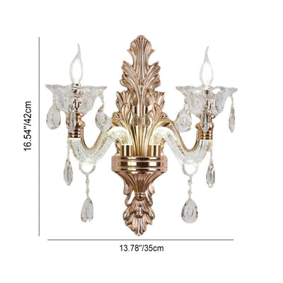 Contemporary Nordic Crystal Flower Candlestick 1/2-Light Wall Sconce Lamp For Living Room