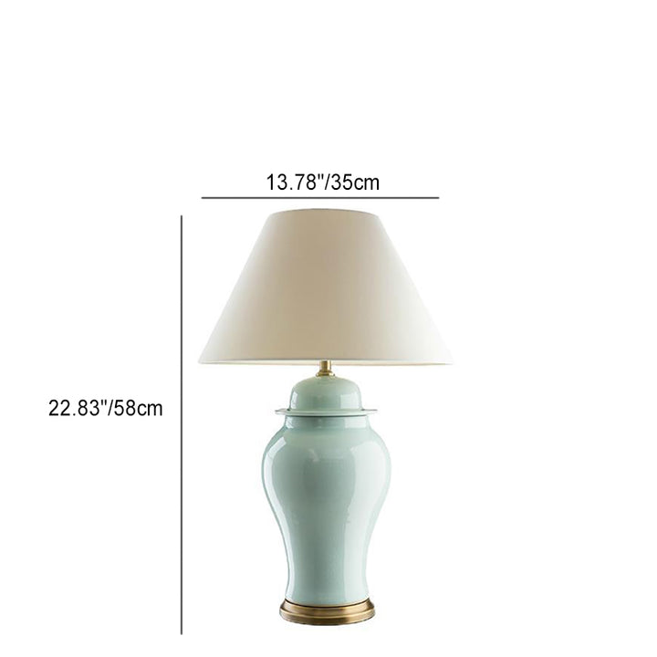 Lampe de table 1 lumière en céramique rustique traditionnelle avec vase conique pour étude 