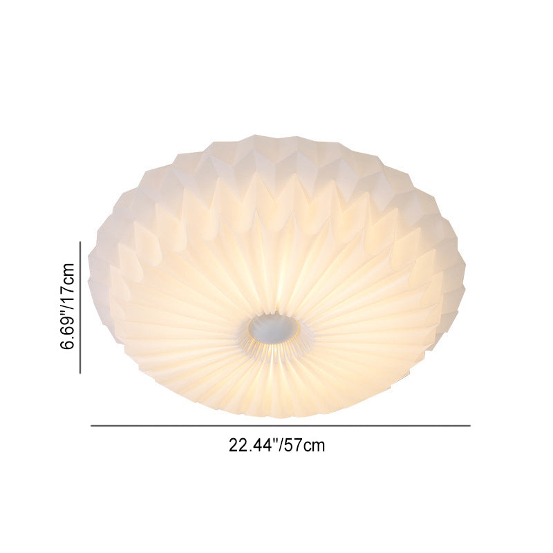 Luz de techo empotrada LED redonda de metal acrílico con pliegues de simplicidad moderna para dormitorio 