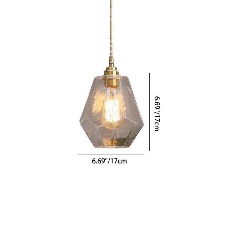 Zeitgenössische skandinavische achteckige Messingglas-Pendelleuchte mit 1 Licht für Wohnzimmer 