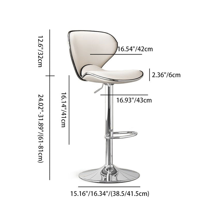 Moderner minimalistischer Kurven-Dreieck-Rund-Napa-Leder-Metall-Barhocker mit Rückenlehne ohne Armlehnen für das Esszimmer 