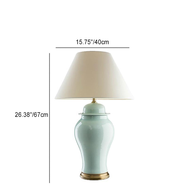 Lampe de table 1 lumière en céramique rustique traditionnelle avec vase conique pour étude 