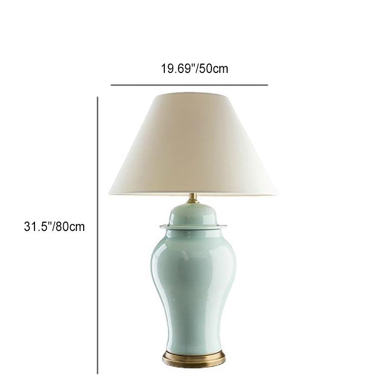 Lampe de table 1 lumière en céramique rustique traditionnelle avec vase conique pour étude 