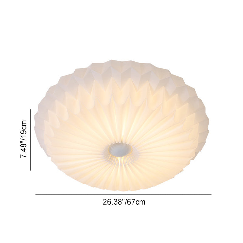 Luz de techo empotrada LED redonda de metal acrílico con pliegues de simplicidad moderna para dormitorio 