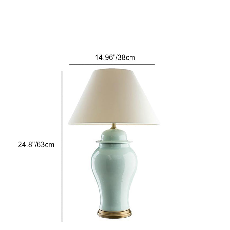 Lampe de table 1 lumière en céramique rustique traditionnelle avec vase conique pour étude 