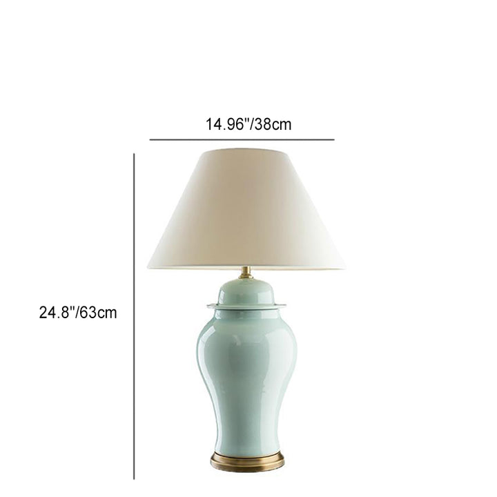 Lampe de table 1 lumière en céramique rustique traditionnelle avec vase conique pour étude 