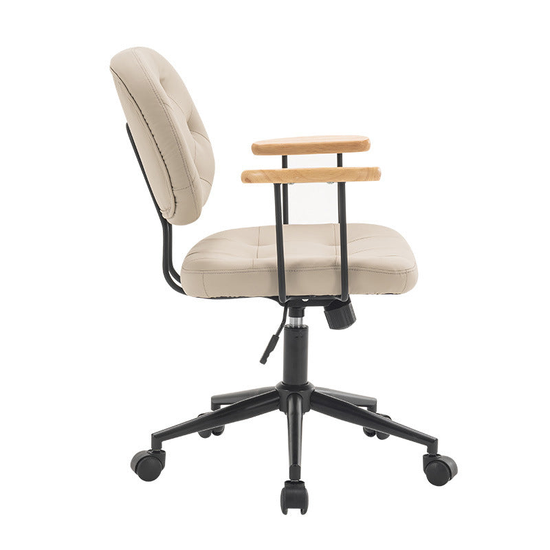 Moderno Minimalista Cuadrado Imitación de Cuero Madera Acero Silla Respaldo Reposabrazos Para Dormitorio 