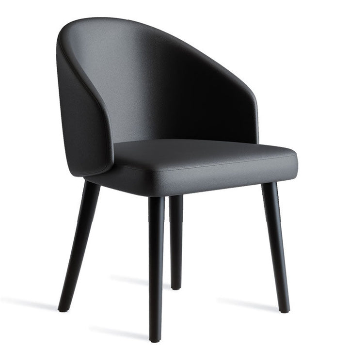 Chaise de salle à manger contemporaine nordique avec dossier en cuir PU, structure trapézoïdale, en bois de frêne, pour salle à manger 