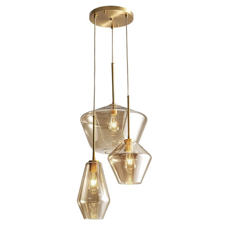 Nordic Creative Polygonal Glass 3-Light Chandelier