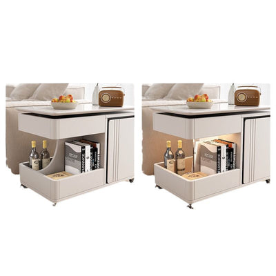 Table d'appoint moderne minimaliste rectangulaire en métal et bois avec 2 tiroirs pour salon 