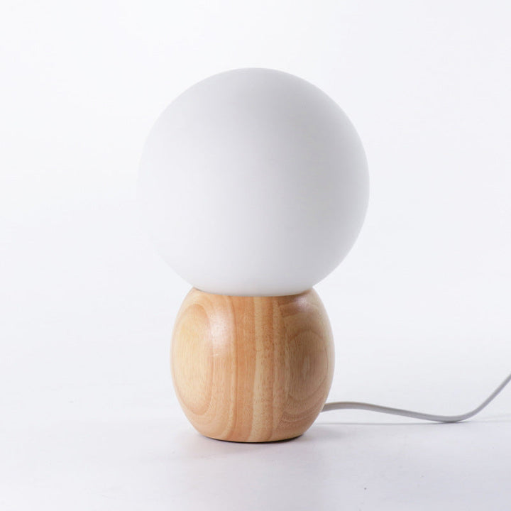 Lampe de table à 1 lumière avec base en bois et verre scandinave contemporain pour chambre 