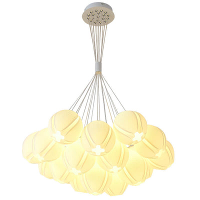 French Cream Magnolia Stamen PC Lampshade 7/13/19-Light Chandelier