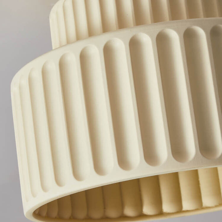 Moderne runde 1-flammige Deckenleuchte im Flush-Mount-Stil aus Kunstharz mit handgeformten Streifen im nordischen Creme-Stil für den Eingangsbereich 