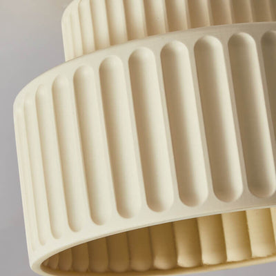 Nordic Cream Style Hand Sculpted Stripes Round 1-Light Flush Mount Ceiling Light