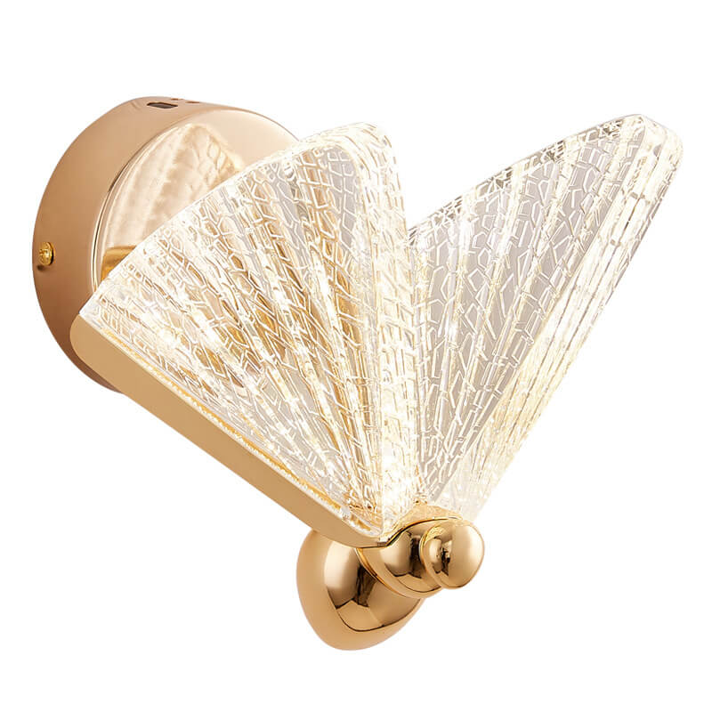 Applique murale LED en alliage de zinc acrylique créatif contemporain en forme de papillon pour chambre 