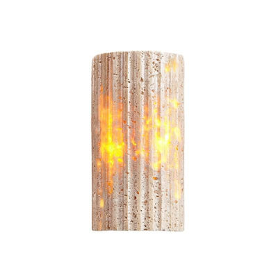 Japanese Wabi-sabi Yellow Travertine Half-Cylinder LED Wall Sconce Lamp