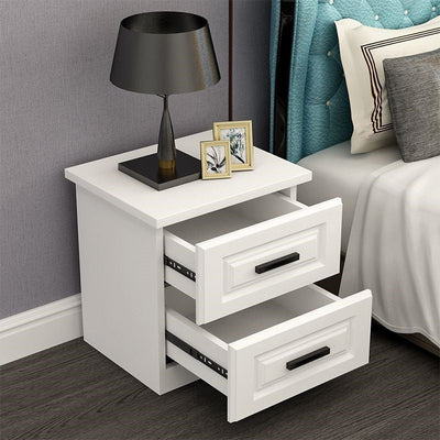 Table de chevet moderne minimaliste rectangulaire en métal avec panneau artificiel à 2 tiroirs pour chambre 