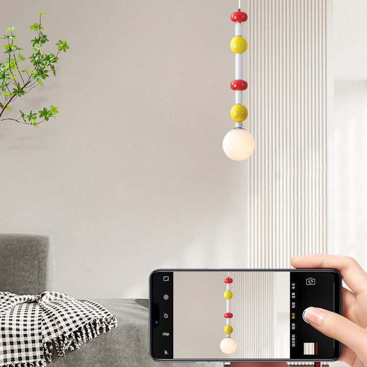 Lámpara colgante de vidrio de frutas teñidas escandinavo contemporáneo de hierro con 1 luz para dormitorio 
