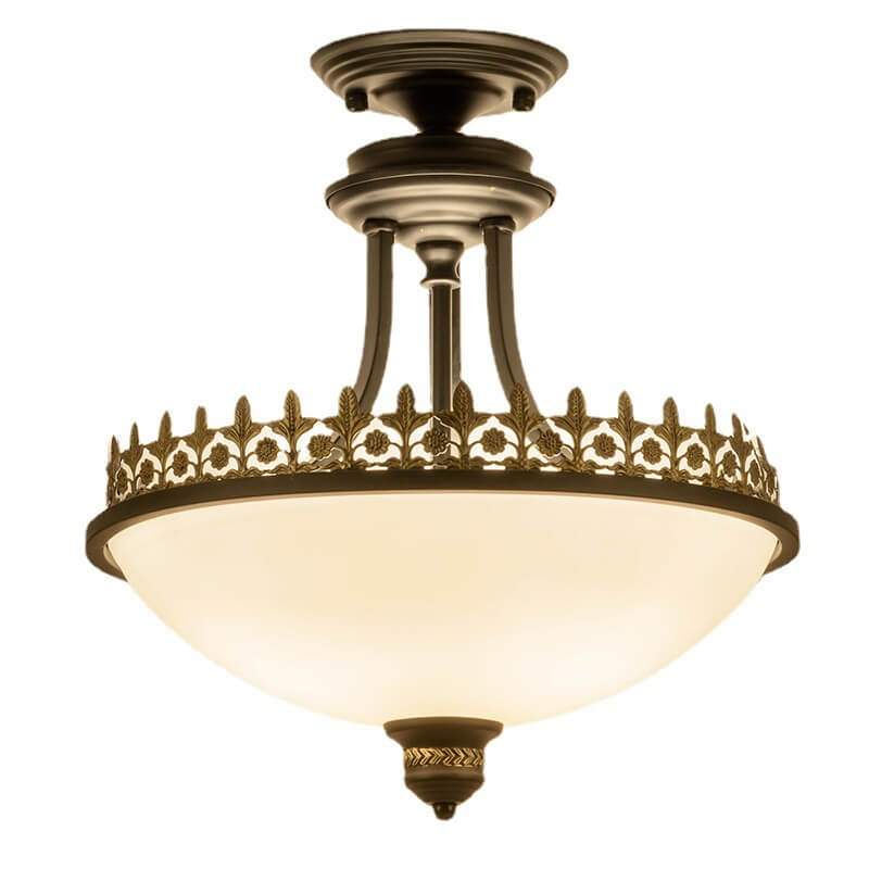 Nordic Retro Dome Glas 3-Licht Halbeinbau-Deckenleuchte 