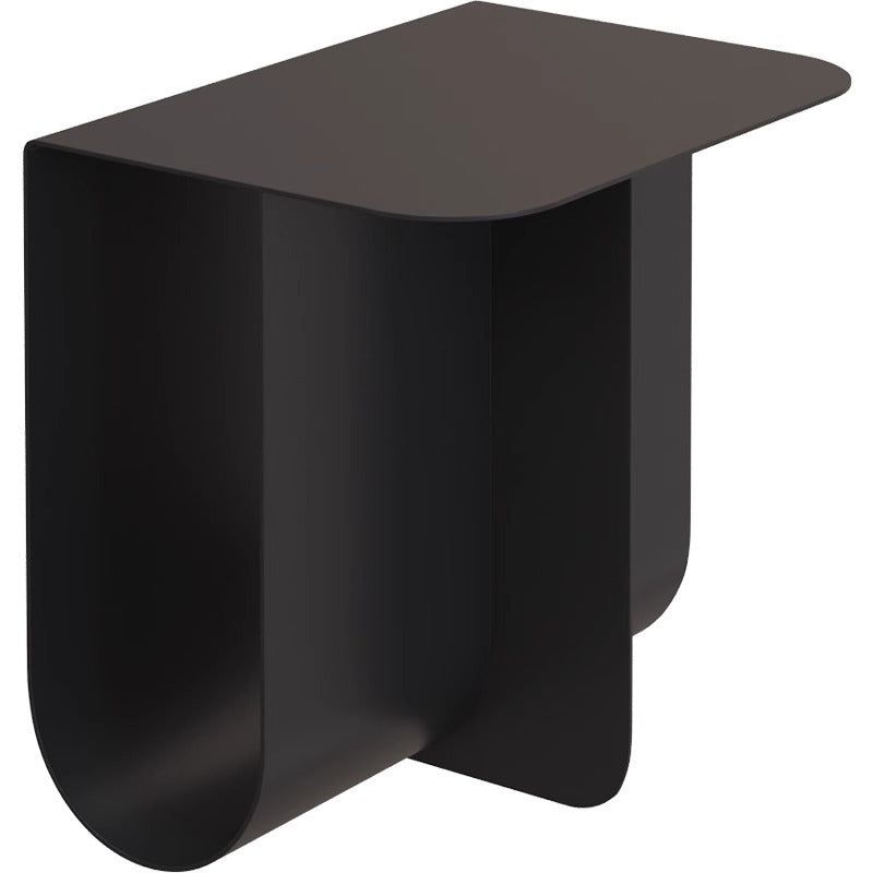 Mesa Auxiliar Moderna Minimalista Redonda Rectangular en Forma de T de Hierro y Acero Inoxidable con 1 Almacenamiento para Dormitorio 