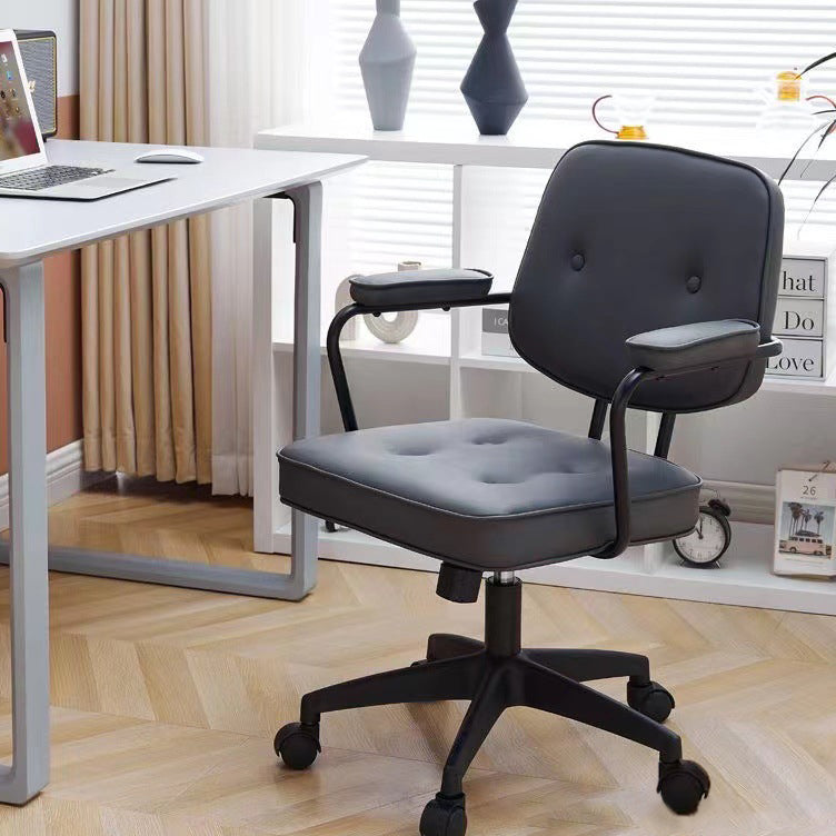 Zeitgenössischer skandinavischer Stoff Holz Schwamm SGS Stahl Nylon quadratischer Schreibtischstuhl Rückenlehne Armlehne verstellbar für Home Office 