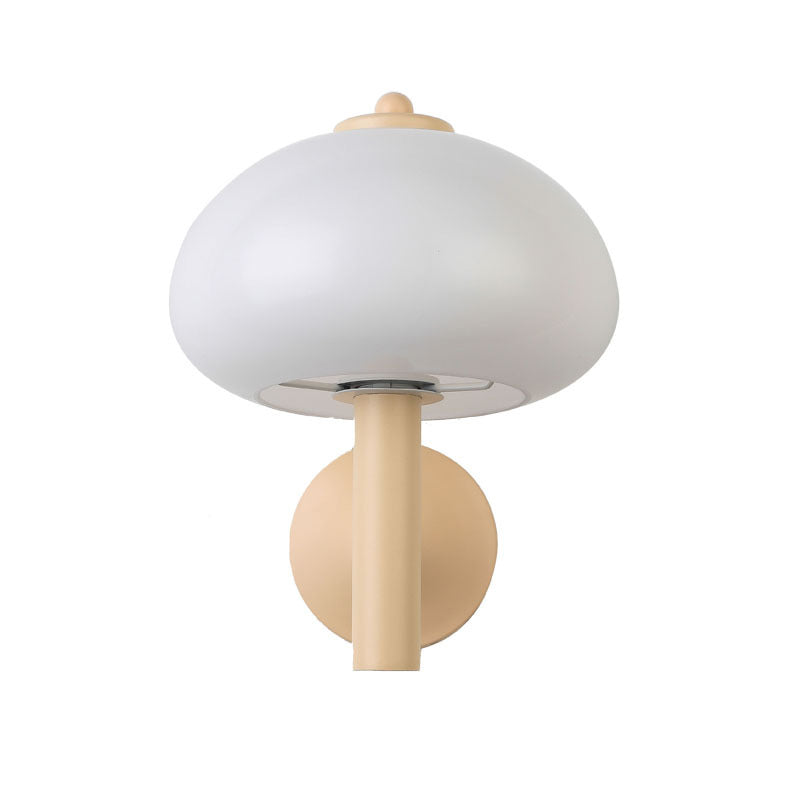 Applique Murale Moderne en Verre et Fer en Forme de Champignon Rond à 1 Lumière pour Chevet 