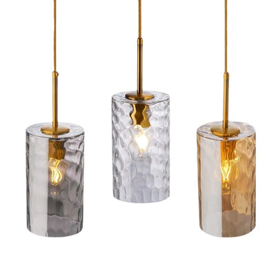 Contemporary Scandinavian Cylinder Iron Glass 1-Light Pendant Light For Living Room