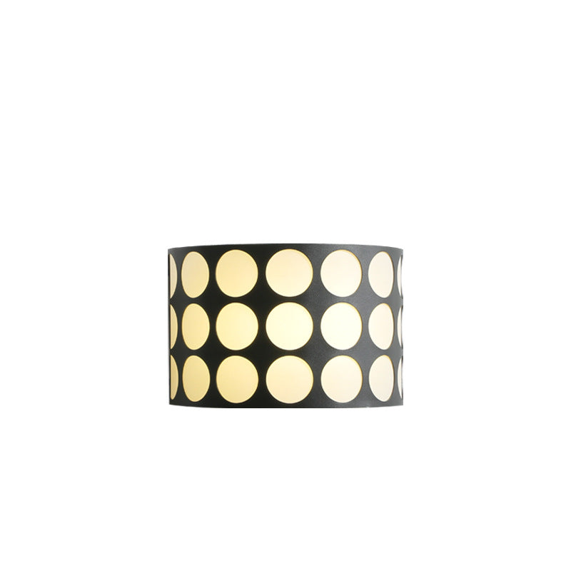 Contemporary Scandinavian Half Cylinder Dot Fabric Iron LED Wall Sconce Lamp For Living Room