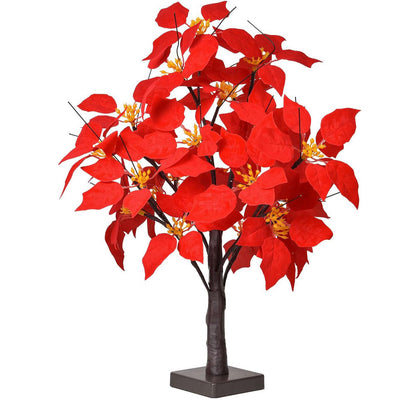 Modern Art Deco Fabric Artificial Maple Leaf Tree LED Table Lamp For Bedroom