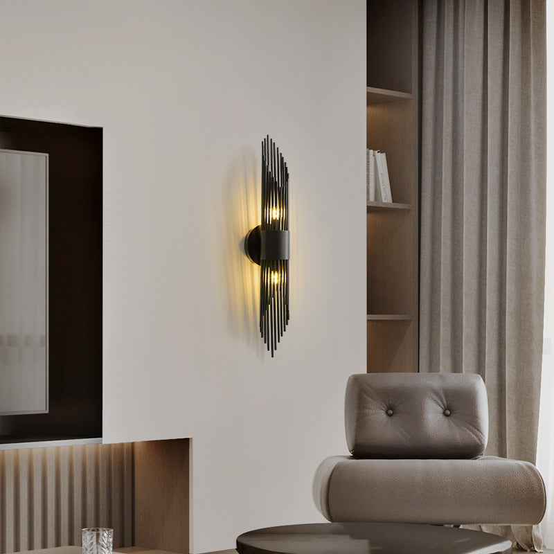 Applique Murale Moderne Minimaliste Cylindrique en Cuivre et Acrylique à 2 Lumières pour Chambre 