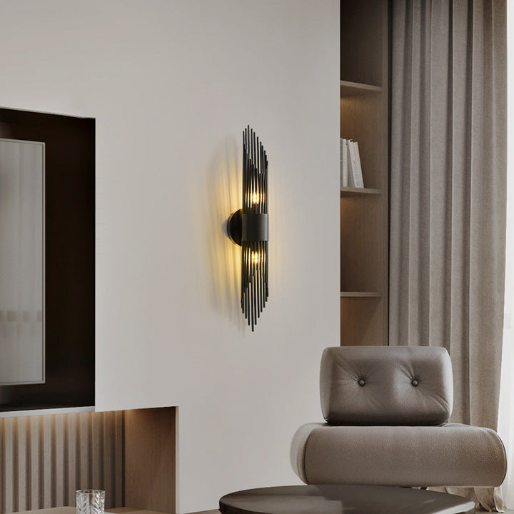 Applique Murale Moderne Minimaliste Cylindrique en Cuivre et Acrylique à 2 Lumières pour Chambre 