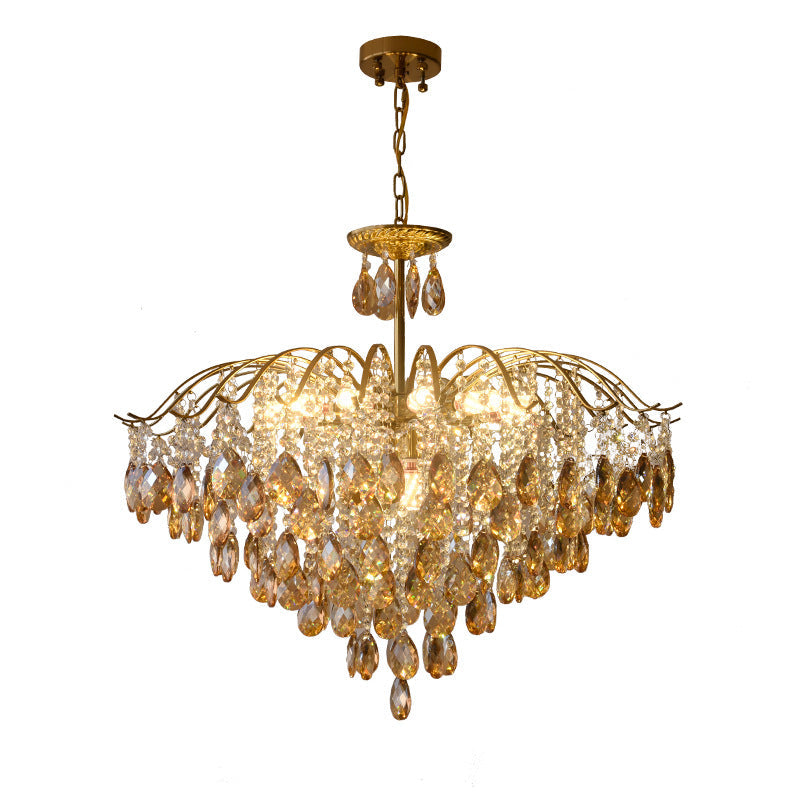 Contemporary Scandinavian Branch Crystal Iron 6/10/11/14 Light Chandelier For Bedroom