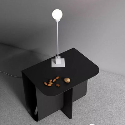Mesa Auxiliar Moderna Minimalista Redonda Rectangular en Forma de T de Hierro y Acero Inoxidable con 1 Almacenamiento para Dormitorio 