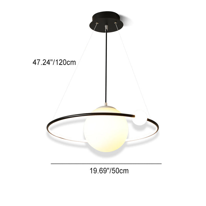 Lustre LED en forme de cercle minimaliste moderne en fer, silicone et aluminium pour salon 