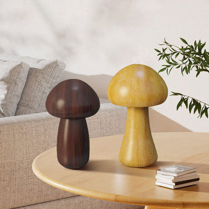 Lampe de table LED en bois de caoutchouc de champignon créatif contemporain pour chambre à coucher 