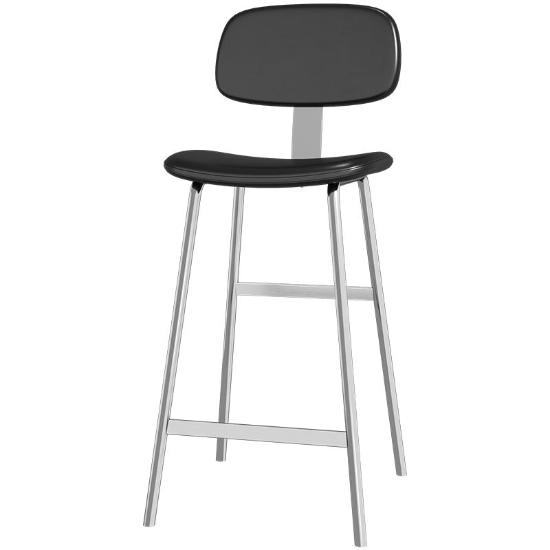 Tabouret de bar contemporain en cuir PU incurvé avec pieds en fer, dossier et repose-pieds pour salle à manger 