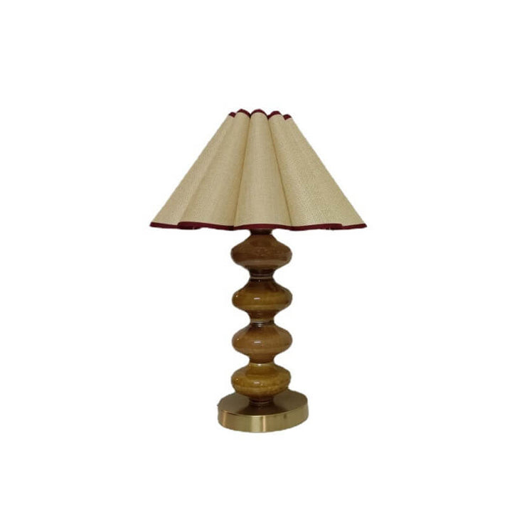 Japanische Vintage-Leinwand-Blütenschirm Keramikbasis 1-Licht Tischlampe 