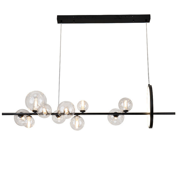 Lustre contemporain scandinave en fer et verre rond sphérique 7/10 lumières pour salle à manger 