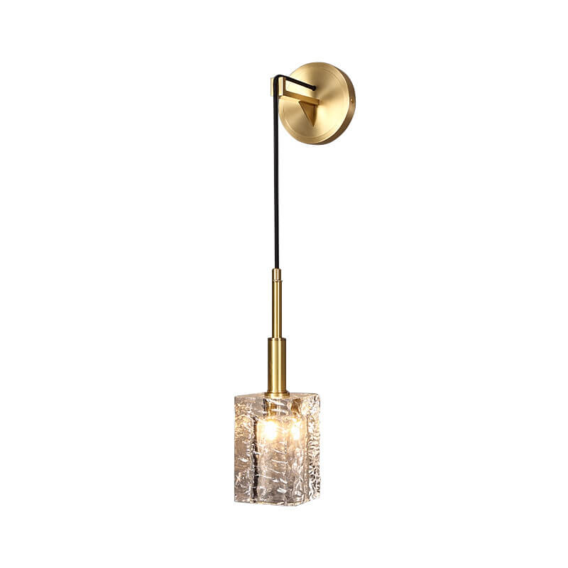 Modern Luxury Crystal Cube Copper 1-Light Wall Sconce Lamp For Living Room