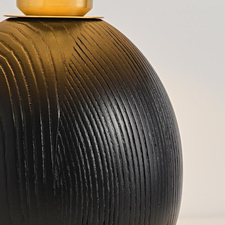 Lampe de table en bois massif trapézoïdal rond japonais traditionnel avec tissu 1 lumière pour chambre 