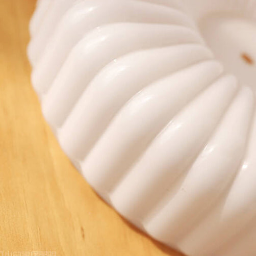 French Minimalist Cream Textured Glass Round LED Flush Mount Ceiling Light
