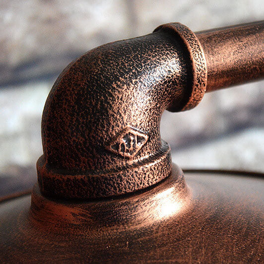 Lampe de sol industrielle Steampunk en cuivre avec tuyau d&