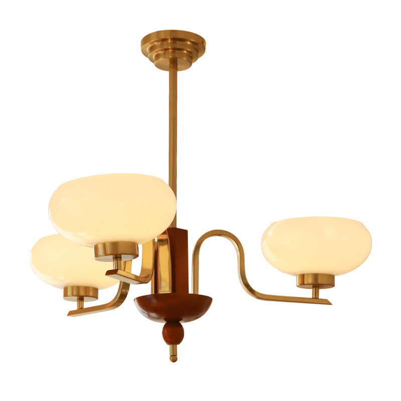 Traditional Vintage Metal Glass Oval Round 3/5 Light Chandeliers For Living Room