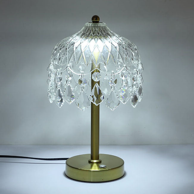 Modern Luxury Crystal Glass Umbrella USB LED Table Lamp