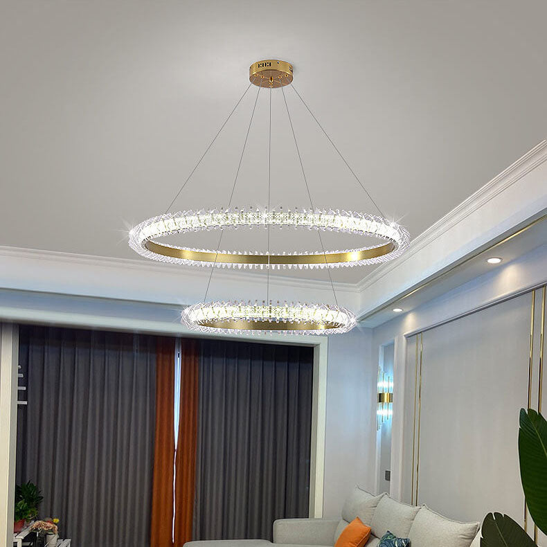 Contemporary Luxury Aluminum Acrylic Circle Ring LED Chandelier For Living Room