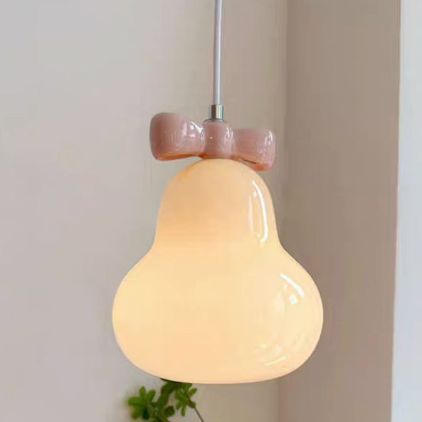 Moderne Art déco Bow Bells Fer Céramique Verre Suspension 1 Lumière Pour Salon 