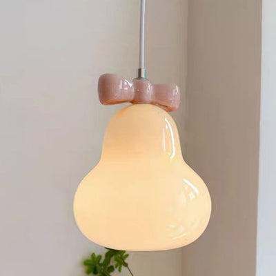 Modern Art Deco Bow Bells Iron Ceramic Glass 1-Light Pendant Light For Living Room