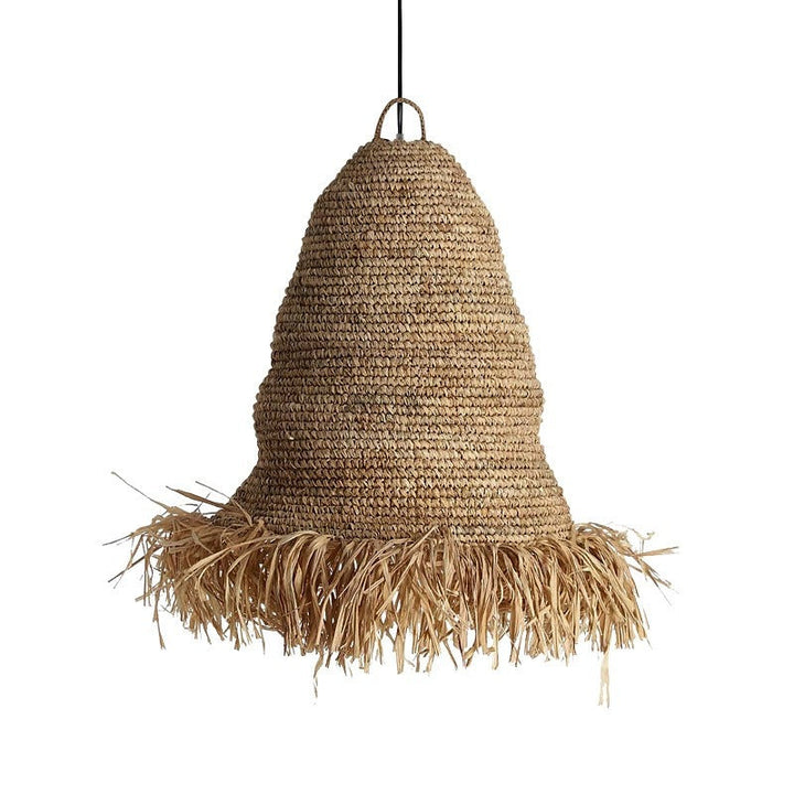 Lámpara colgante de 1 luz con tejido tradicional de sombrero de paja japonés para comedor 