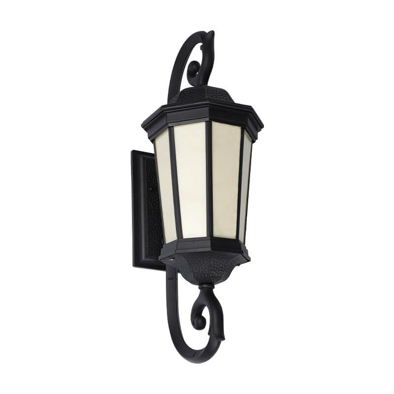 Retro Octagonal Lantern Aluminum Faux Lucite Waterproof 1-Light Outdoor Wall Sconce Lamp